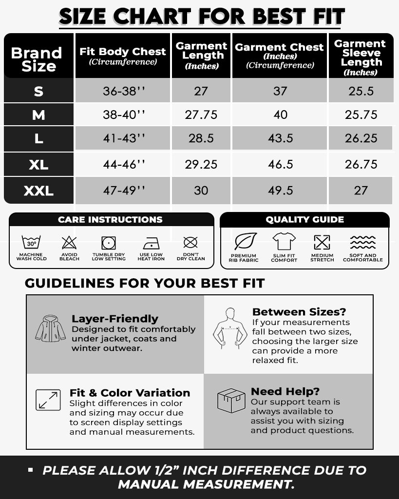 Product Size Chart