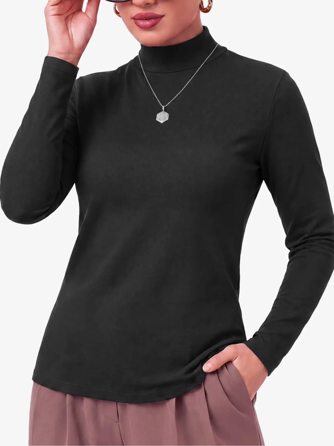 Gree Mock Neck Long Sleeve Top for Women