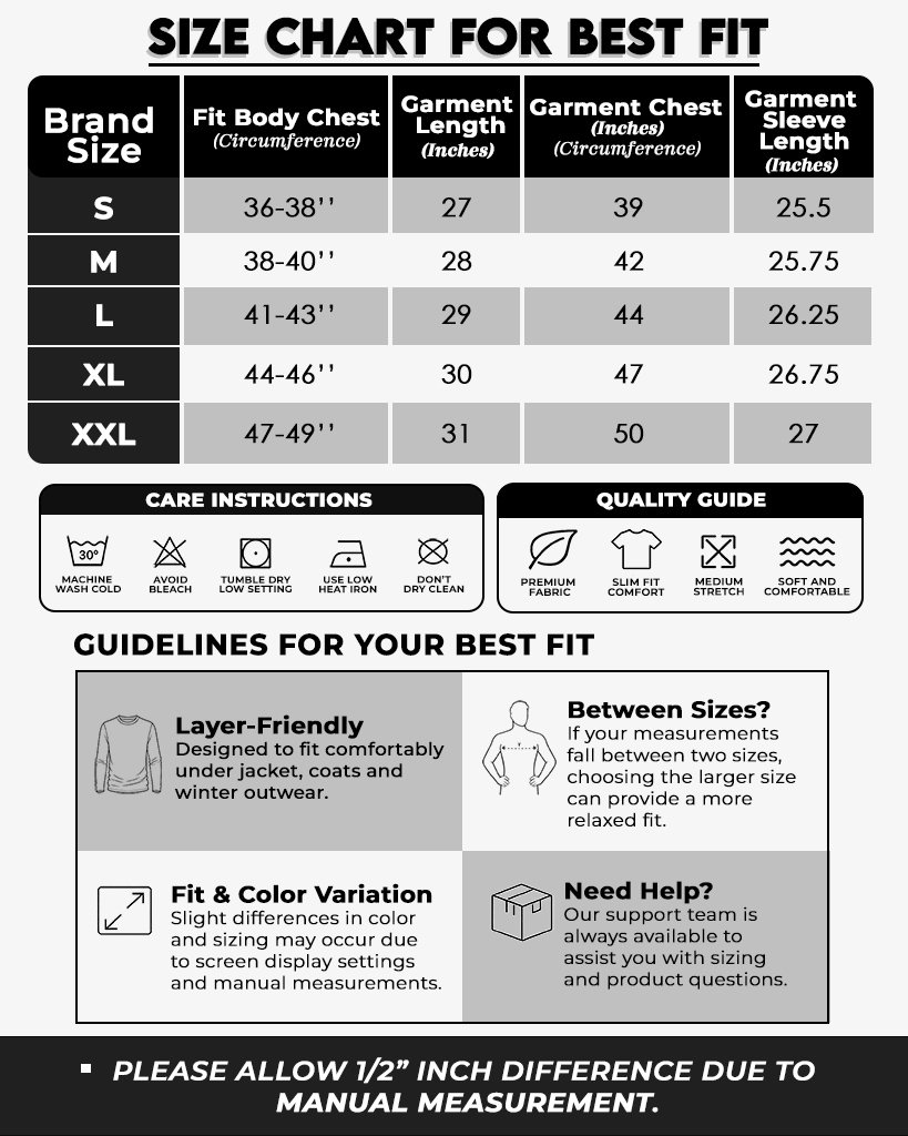 Product Size Chart