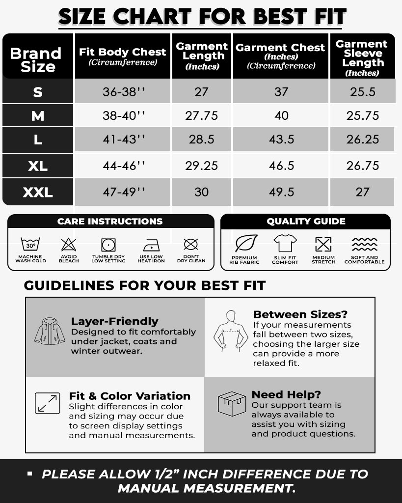 Product Size Chart