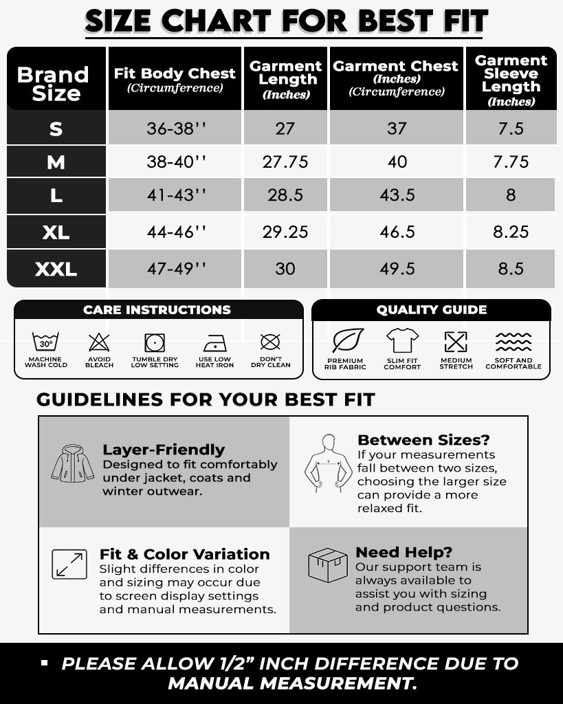 Product Size Chart