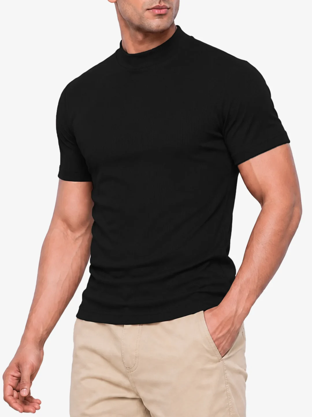 Monak Men Premium Mock Neck T-Shirt