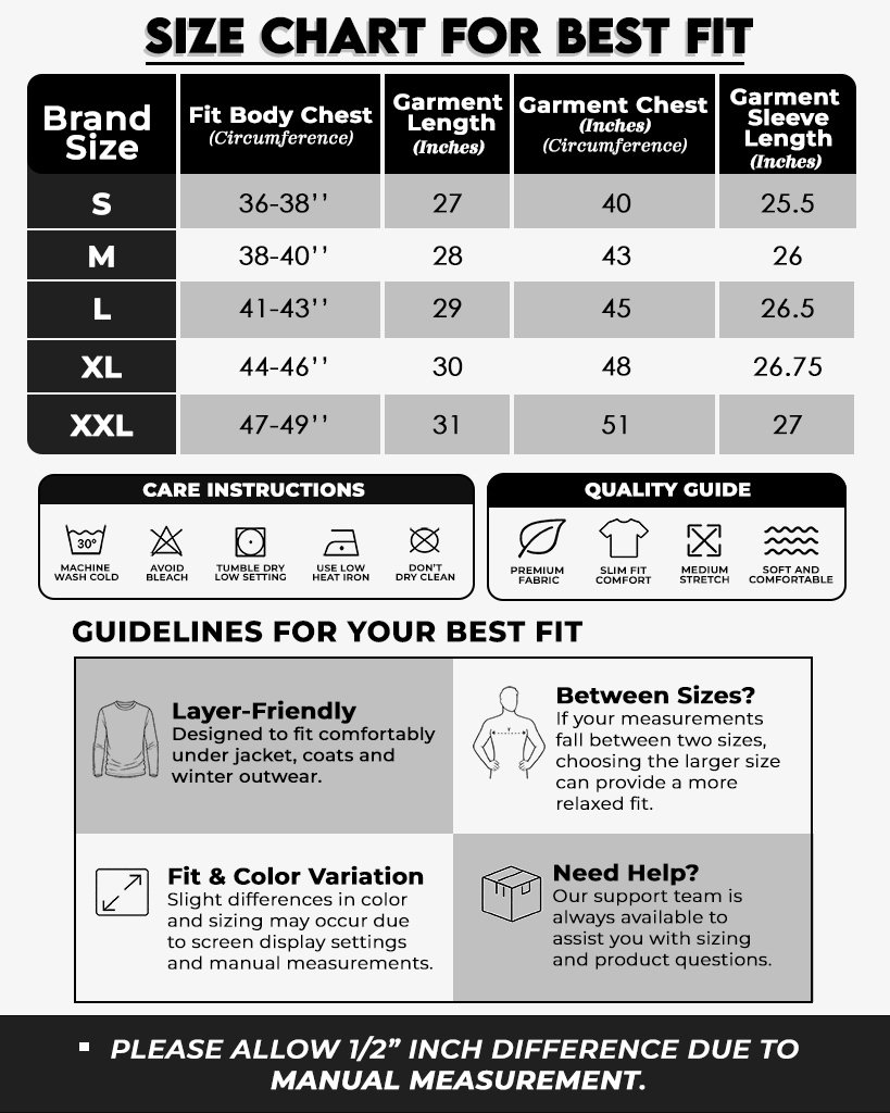 Product Size Chart